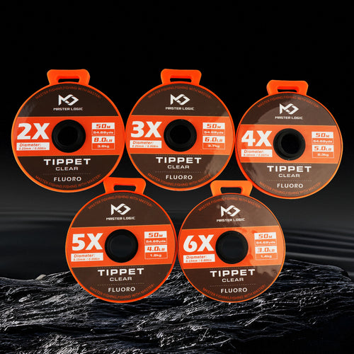 MASTER LOGIC Fluorocarbon Tippet Line, 2X‑6X Set 30M / 50M Clear Fly Fishing Leader, High Abrasion Low Visibility Fluoro Tippet for Trout Fly Fishing