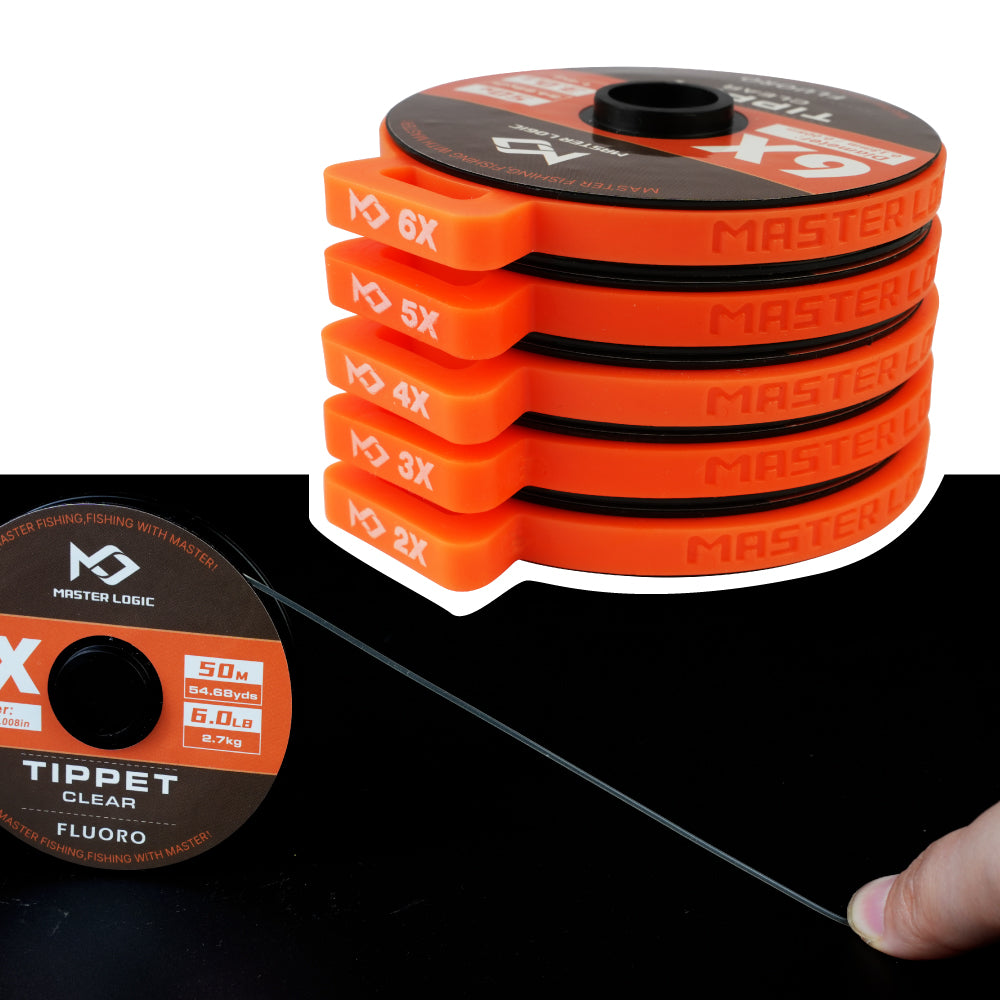 MASTER LOGIC Fluorocarbon Tippet Line, 2X‑6X Set 30M / 50M Clear Fly Fishing Leader, High Abrasion Low Visibility Fluoro Tippet for Trout Fly Fishing