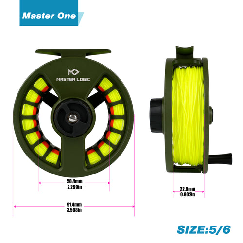 Master Logic 5/6WT Pre‑Spooled Fly Fishing Reel, Large‑Arbor Fly Reel with Pre‑Loaded Fly Line for Freshwater Trout Fishing