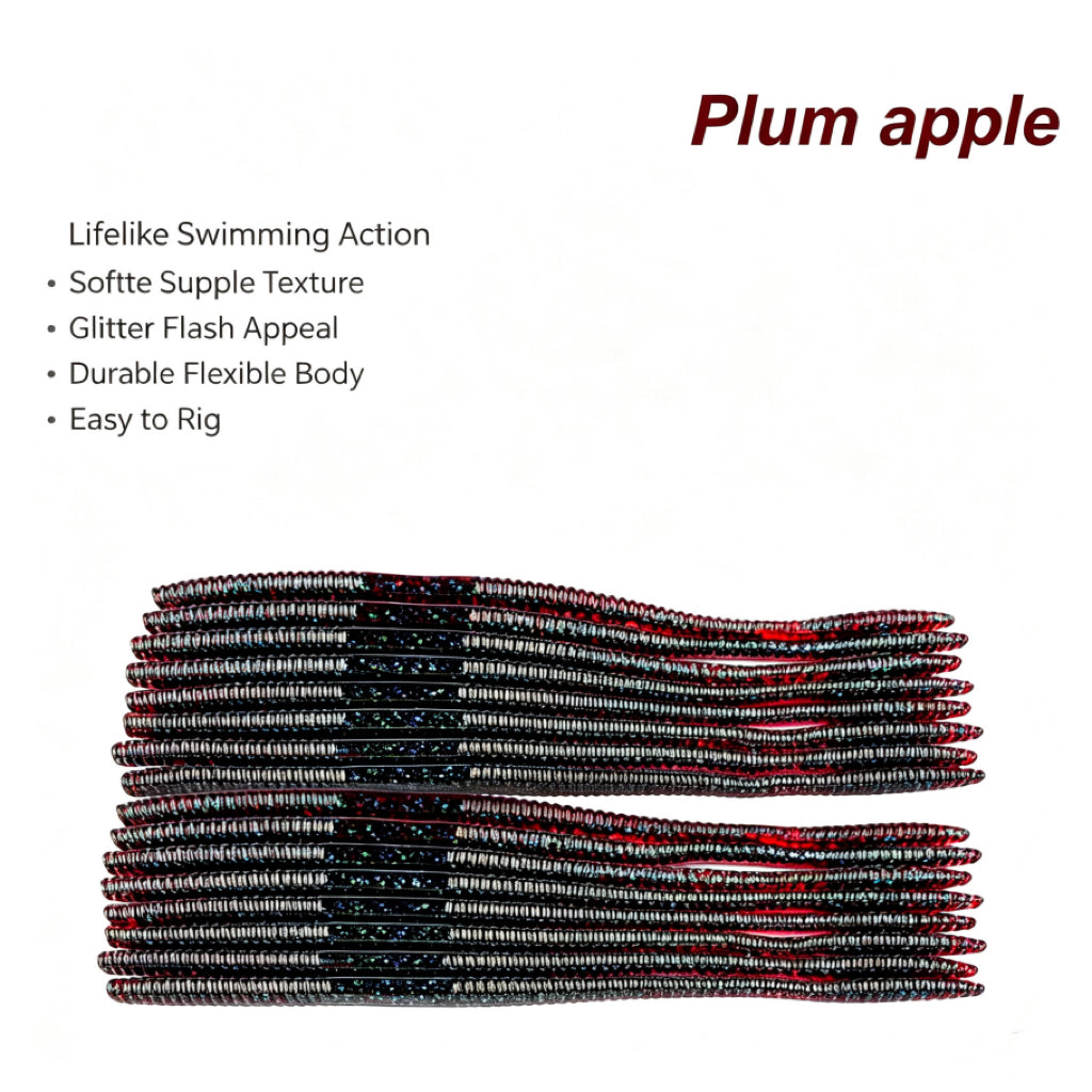 Master Logic 16PCs 21cm Elastic Noodle Worm Soft Lures, Salt Scent Infused Realistic Wriggling Artificial Earthworm Bait for Bass Trout Freshwater Fishing