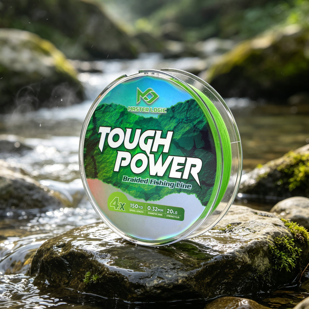 Master Logic 4X Braided Fishing Line, Tough Power PE Line, Low Stretch & High Tensile Strength