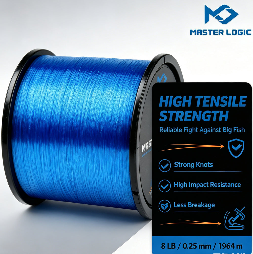 Master Logic Premium Monofilament Fishing Line, High Tensile Nylon Mono Line 8‑80LB, Abrasion Resistant Freshwater & Saltwater Fishing Line