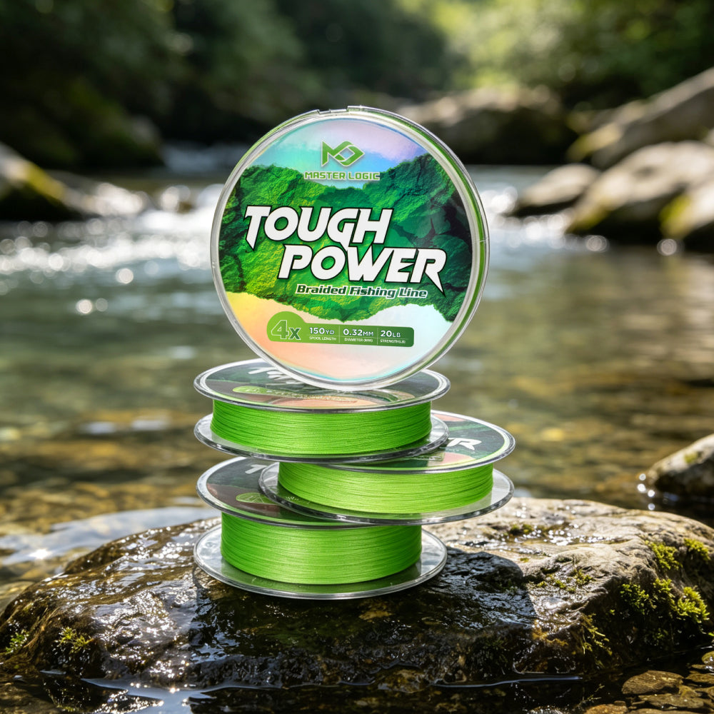 Master Logic 4X Braided Fishing Line, Tough Power PE Line, Low Stretch & High Tensile Strength